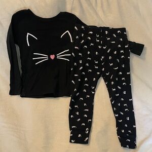 ⭐️Old Navy Black Cat Face Kids Pajama Set